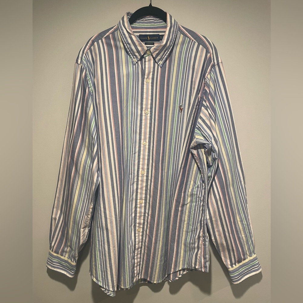 Ralph Lauren Men's Multicolor Striped Button-Down Shirt. Size XL